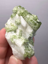Load image into Gallery viewer, Electric Green Diopside on Quartz – Collector Mineral Specimen (Gilgit-Baltistan) Pakistan
