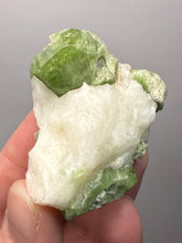 Load image into Gallery viewer, Electric Green Diopside on Quartz – Collector Mineral Specimen (Gilgit-Baltistan) Pakistan