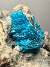 Load image into Gallery viewer, Rare Electric Blue Cavansite on Druzy Matrix – Collector Mineral Specimen | India
