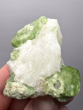 Load image into Gallery viewer, Electric Green Diopside on Quartz – Collector Mineral Specimen (Gilgit-Baltistan) Pakistan
