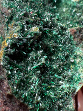 Load image into Gallery viewer, Brochantite Collector Mineral Specimen – Vivid Green Copper Crystals from Morocco