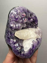 Load image into Gallery viewer, Druzy Amethyst on White Cathedral Calcite on Amethyst Cluster | Uruguay
