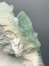 Load image into Gallery viewer, Luminous Mint Apophyllite with Glittering Druzy Sugar Quartz – India