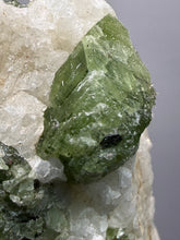 Load image into Gallery viewer, Electric Green Diopside on Quartz – Collector Mineral Specimen (Gilgit-Baltistan) Pakistan