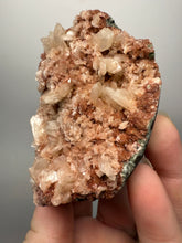 Load image into Gallery viewer, Shiny Peach Stilbite on Druzy Red Heulandite – High-Grade Collector Mineral Specimen from India