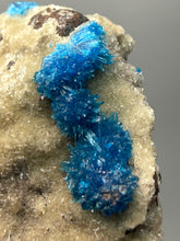 Load image into Gallery viewer, Rare Electric Blue Pentagonite on Druzy Matrix – Collector Mineral Specimen | India