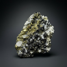 Load image into Gallery viewer, 5.1” New Find: Huanzala Mine Peru Sphalerite + Chalcopyrite + Apatite + Calcite + Quartz | Collector Display Specimen