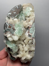 Load image into Gallery viewer, High-Grade Gemmy Green Apophyllite on White Stilbite | Deccan Traps, Maharashtra, India