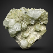 Load image into Gallery viewer, High-Grade Gemmy Green Apophyllite on White Stilbite | Deccan Traps, Maharashtra, India