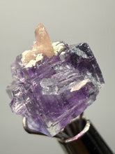 Load image into Gallery viewer, Rhodochrosite + Quartz on Purple Isometric Fluorite (Thumbnail Specimen) | Wutong Mine, China