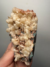 Load image into Gallery viewer, Shiny Peach Stilbite on Druzy Red Heulandite – High-Grade Collector Mineral Specimen from India