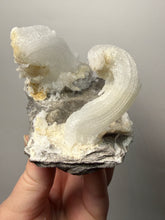 Load image into Gallery viewer, RARE COMBO Moroccan Ram’s Horn Selenite (Gypsum) with Yellow Botryoidal Fluorite Display Specimen