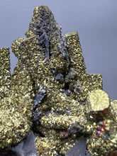 Load image into Gallery viewer, Chalcopyrite Botryoidal Stalactites on Calcite – Cabinet Specimen | Tongshankou Mine, Edong, Daye, Huangshi Prefecture, Hubei Province, China