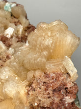 Load image into Gallery viewer, LG Shiny Peach Stilbite and Mint Green Apophyllite on Druzy Red Heulandite – High-Grade Collector Mineral Specimen from India
