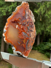 Load image into Gallery viewer, “Fiery Frozen Lake of the Atlas” – Scenic Plume Carnelian Agate from Morocco” • Polished