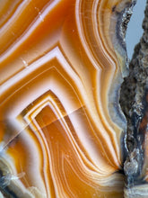 Load image into Gallery viewer, High-Grade Indonesian Sumatra Agate Pair – Vibrant Banded Chalcedony with Rich Color Zoning | Ethical Lapidary & Collector Display Specimens