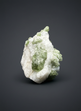Load image into Gallery viewer, Electric Green Diopside on Quartz – Collector Mineral Specimen (Gilgit-Baltistan) Pakistan