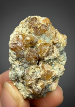 Load image into Gallery viewer, Hessonite Garnet Cluster on Matrix – Natural Collector Specimen from Pakistan | High-Grade Orange-Red Garnet Crystals