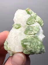Load image into Gallery viewer, Electric Green Diopside on Quartz – Collector Mineral Specimen (Gilgit-Baltistan) Pakistan