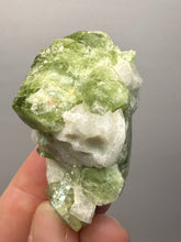 Load image into Gallery viewer, Electric Green Diopside on Quartz – Collector Mineral Specimen (Gilgit-Baltistan) Pakistan