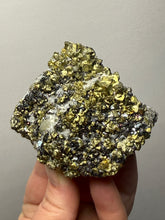 Load image into Gallery viewer, 3” New Find: Huanzala Mine Peru Sphalerite + Chalcopyrite + Apatite + Calcite + Quartz | Collector Display Specimen