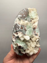 Load image into Gallery viewer, High-Grade Gemmy Green Apophyllite on White Stilbite | Deccan Traps, Maharashtra, India