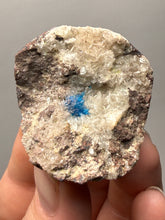 Load image into Gallery viewer, Rare Electric Blue Pentagonite on Druzy Matrix – Collector Mineral Specimen | India
