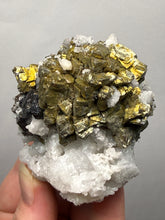 Load image into Gallery viewer, High-Grade Golden Pyrite, Galena & Sphalerite on Quartz | Collector Mineral Specimen | Madan Ore Field, Rhodope Mountains, Bulgaria