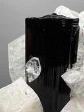 Load image into Gallery viewer, Dark Green Cap Stak Nala Tourmaline on Cleavelandite Matrix – Haramosh Mountains, Pakistan
