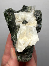 Load image into Gallery viewer, Electric Green Diopside on Quartz – Collector Mineral Specimen (Gilgit-Baltistan) Pakistan
