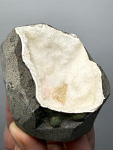 Load image into Gallery viewer, Golden Calcite on Druzy Chalcedony — Deccan Traps, Maharashtra, India