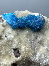 Load image into Gallery viewer, Rare Electric Blue Pentagonite on Druzy Matrix – Collector Mineral Specimen | India