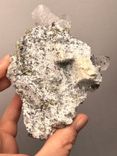 Load image into Gallery viewer, 4.5” New Find: Huanzala Mine Peru Sphalerite + Chalcopyrite + Apatite + Calcite + Quartz | Collector Display Specimen