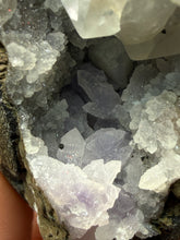 Load image into Gallery viewer, Druzy Lavender “Cactus” Amethyst + Diamond Calcite + Druzy Chalcedony Vug — Deccan Traps, Maharashtra, India