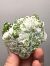 Load image into Gallery viewer, Electric Green Diopside on Quartz – Collector Mineral Specimen (Gilgit-Baltistan) Pakistan