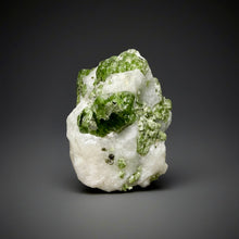 Load image into Gallery viewer, Electric Green Diopside on Quartz – Collector Mineral Specimen (Gilgit-Baltistan) Pakistan