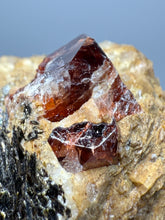 Load image into Gallery viewer, Naturally Faceted Zircon Crystal on Pegmatite–Biotite Matrix • Pakistan Mineral Specimen