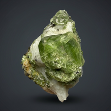 Load image into Gallery viewer, Electric Green Diopside on Quartz – Collector Mineral Specimen (Gilgit-Baltistan) Pakistan