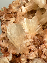 Load image into Gallery viewer, Shiny Peach Stilbite on Druzy Red Heulandite – High-Grade Collector Mineral Specimen from India