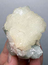Load image into Gallery viewer, High-Grade Gemmy Green Apophyllite on White Stilbite | Deccan Traps, Maharashtra, India