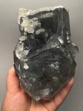 Load image into Gallery viewer, Premium Cubic Green–Purple Phantom Fluorite with Flower Calcite on Matrix
Xianghualing Mine, Hunan Province, China