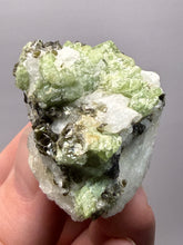 Load image into Gallery viewer, Electric Green Diopside on Quartz – Collector Mineral Specimen (Gilgit-Baltistan) Pakistan