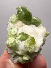 Load image into Gallery viewer, Electric Green Diopside on Quartz – Collector Mineral Specimen (Gilgit-Baltistan) Pakistan