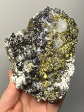 Load image into Gallery viewer, 5.1” New Find: Huanzala Mine Peru Sphalerite + Chalcopyrite + Apatite + Calcite + Quartz | Collector Display Specimen