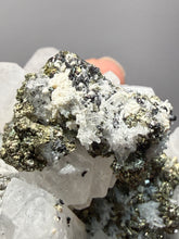 Load image into Gallery viewer, 3.5” New Find: Huanzala Mine Peru Sphalerite + Chalcopyrite + Apatite + Calcite + Quartz | Collector Display Specimen