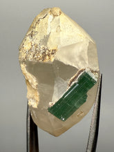 Load image into Gallery viewer, Vibrant Green Tourmaline on Quartz Matrix– Pegmatite Mineral Specimen from Pakistan