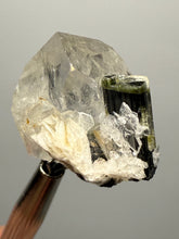 Load image into Gallery viewer, Dark Green Cap Stak Nala Tourmaline and Cleavelandite on Quartz – Haramosh Mountains, Pakistan | Thumbnail Specimen