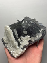 Load image into Gallery viewer, Premium Cubic Green–Purple Phantom Fluorite with Flower Calcite on Matrix
Xianghualing Mine, Hunan Province, China