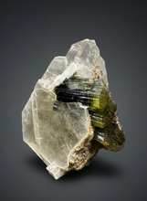 Load image into Gallery viewer, Blue Cap & Green Cap Dark Green Stak Nala Tourmaline on Cleavelandite Matrix – Haramosh Mountains, Pakistan