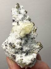 Load image into Gallery viewer, 2.7” New Find: Huanzala Mine Peru Sphalerite + Chalcopyrite + Apatite + Calcite + Quartz | Collector Display Specimen